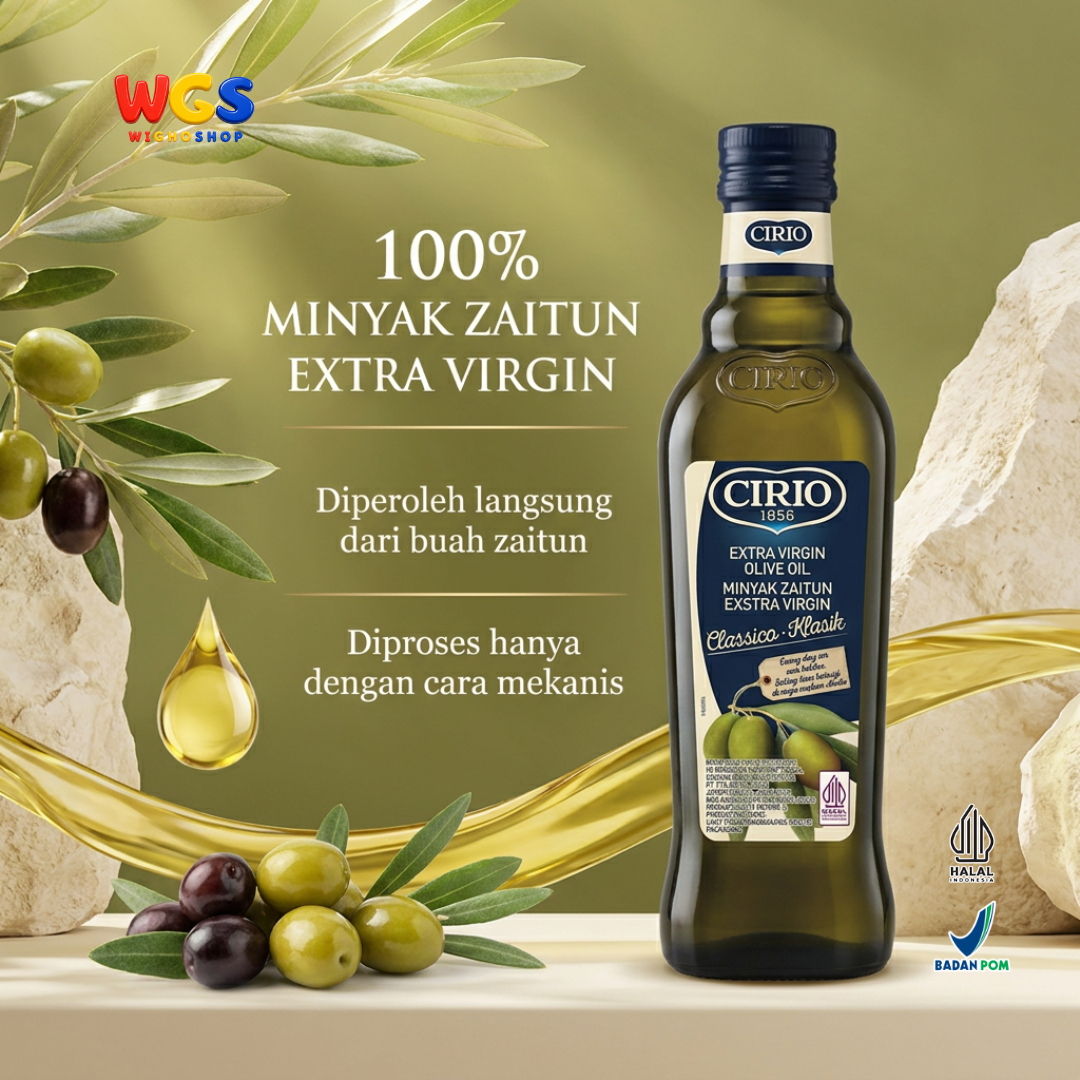 Cirio Extra Virgin Olive Oil Classico 500ml - Minyak Zaitun Extra Virgin 100% untuk Salad Dressing Pasta dan Memasak