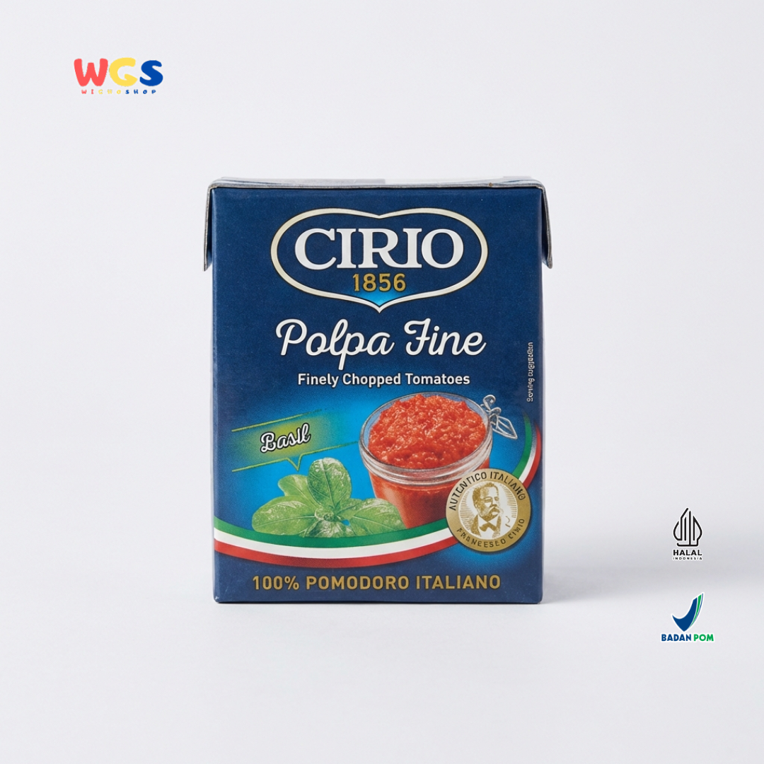 Cirio 1856 Polpa Fine Basil 390g - Tomat Cincang Italia dengan Daun Basil