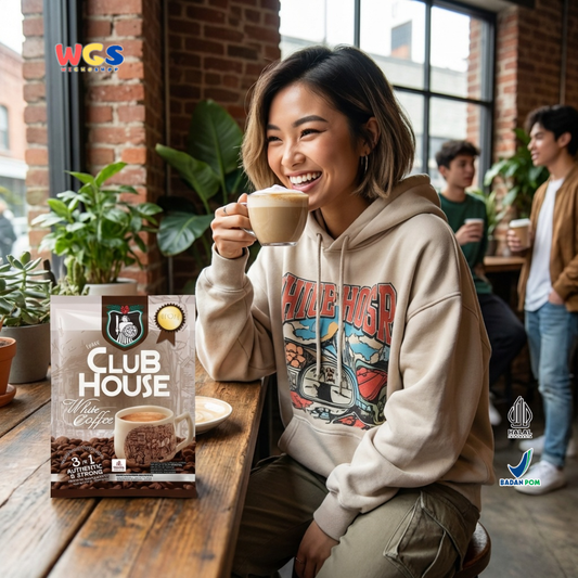 Club House White Coffee 3 in 1 Authentic & Strong (40g x 12 Sachet) 480g - Kopi Putih Instan Halal