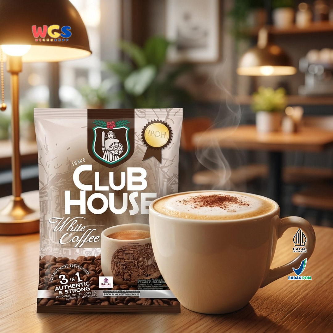 Club House White Coffee 3 in 1 Authentic & Strong (40g x 12 Sachet) 480g - Kopi Putih Instan Halal