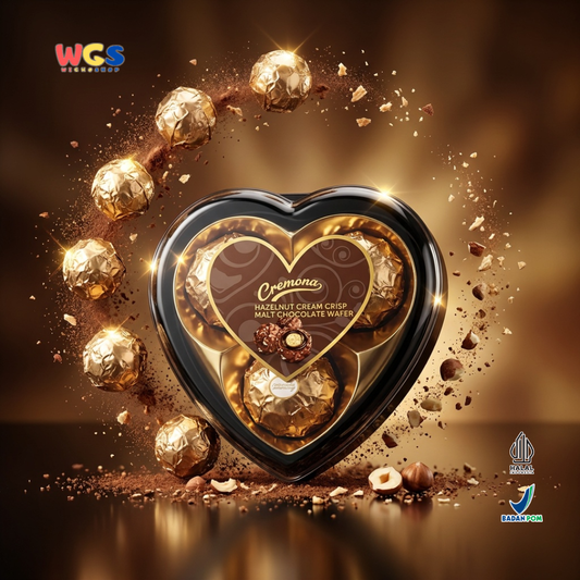 Cremona Hazelnut Cream Crisp Malt Chocolate Wafer 37.5g - Cokelat Love Hati Isi 3 Kado