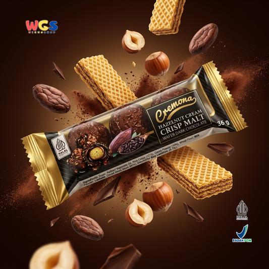 Cremona Hazelnut Cream Crisp Malt Wafer Dark Chocolate 36g - Cokelat Wafer Hazelnut Isi 3