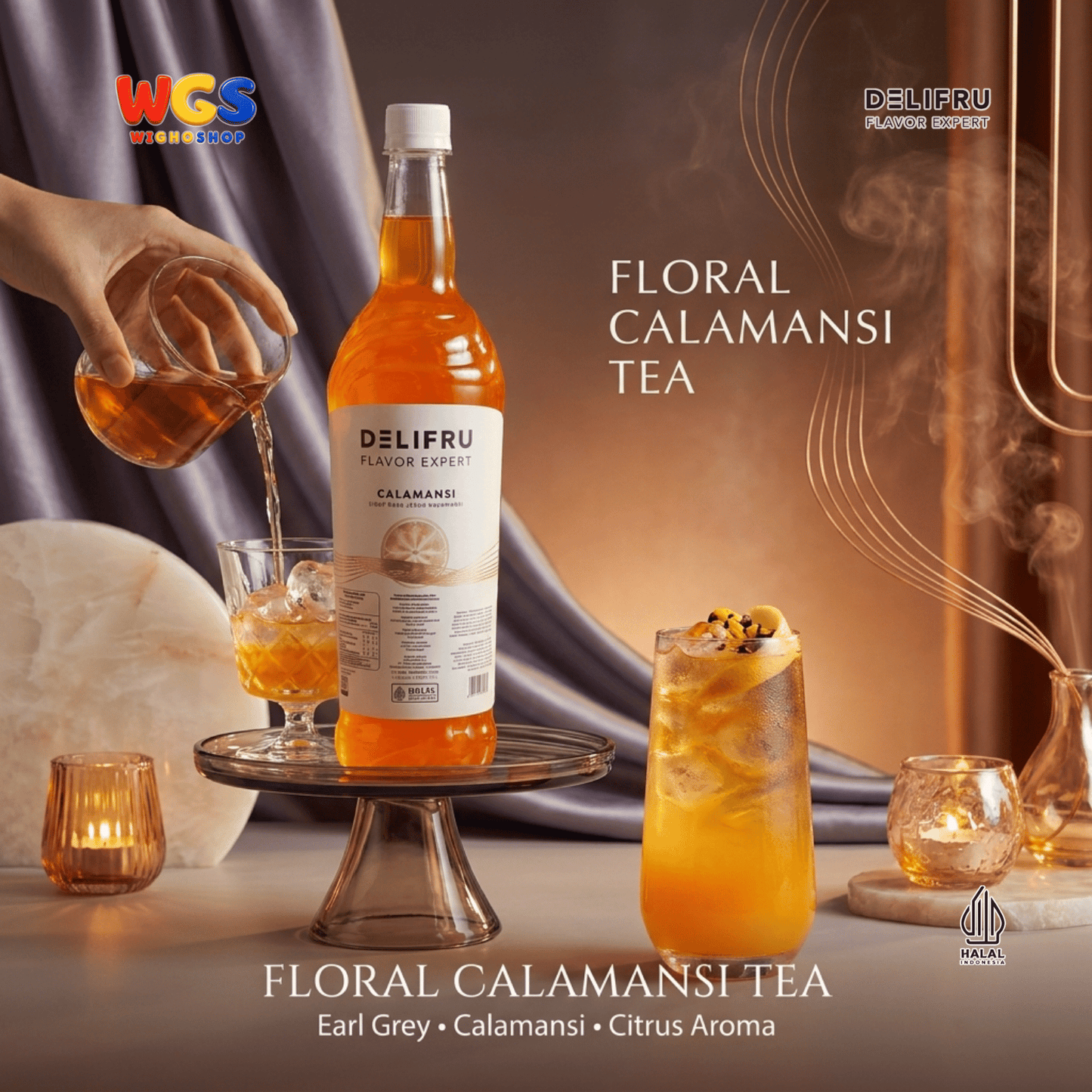 DELIFRU Calamansi Syrup 1 Liter - Sirup Jeruk Kalamansi untuk Mocktail Soda Iced Tea Minuman Cafe Halal