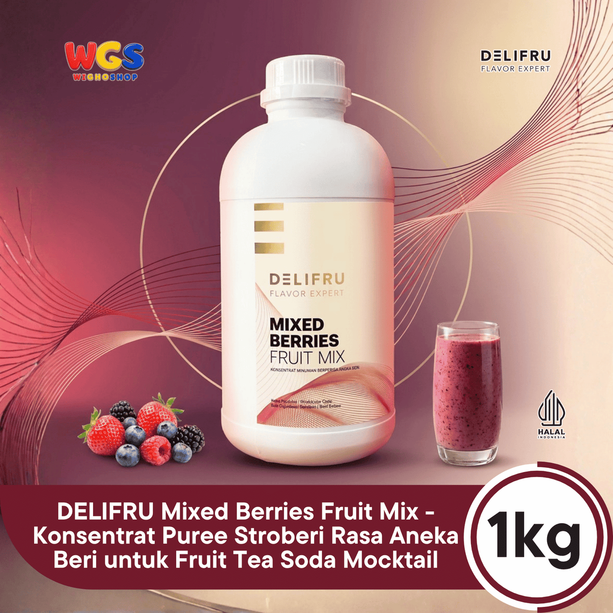 DELIFRU Mixed Berries Fruit Mix 1kg - Konsentrat Puree Stroberi Rasa Aneka Beri untuk Fruit Tea Soda Mocktail