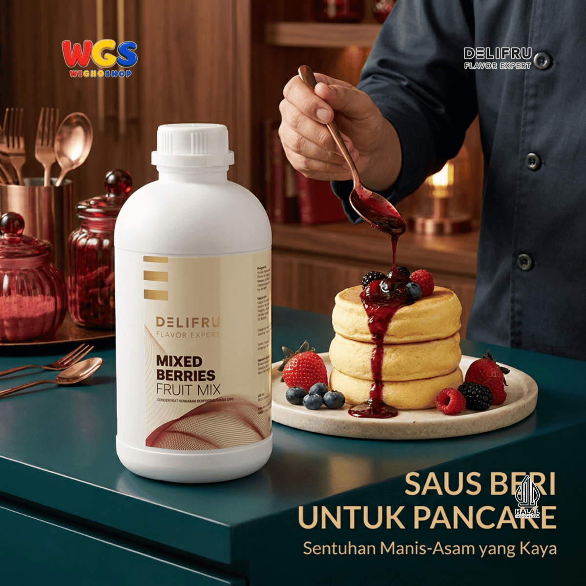DELIFRU Mixed Berries Fruit Mix 1kg - Konsentrat Puree Stroberi Rasa Aneka Beri untuk Fruit Tea Soda Mocktail