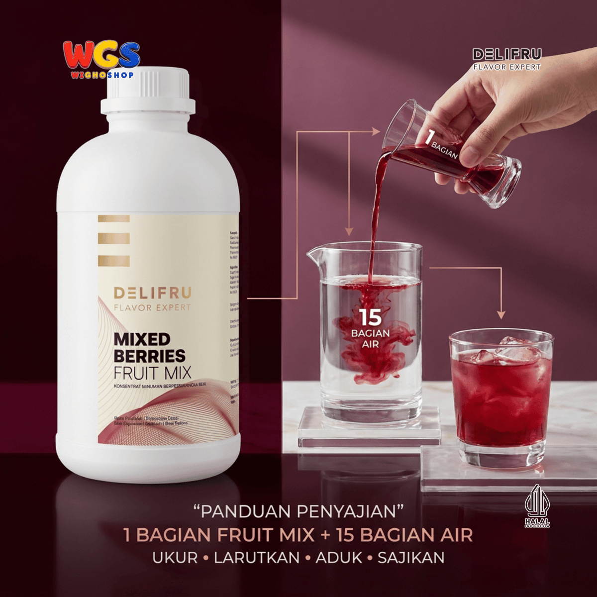 DELIFRU Mixed Berries Fruit Mix 1kg - Konsentrat Puree Stroberi Rasa Aneka Beri untuk Fruit Tea Soda Mocktail