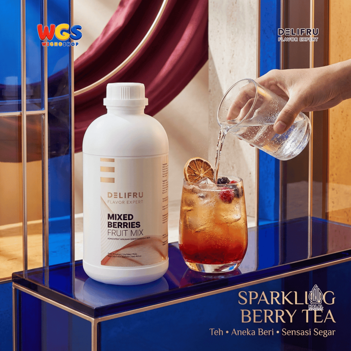 DELIFRU Mixed Berries Fruit Mix 1kg - Konsentrat Puree Stroberi Rasa Aneka Beri untuk Fruit Tea Soda Mocktail
