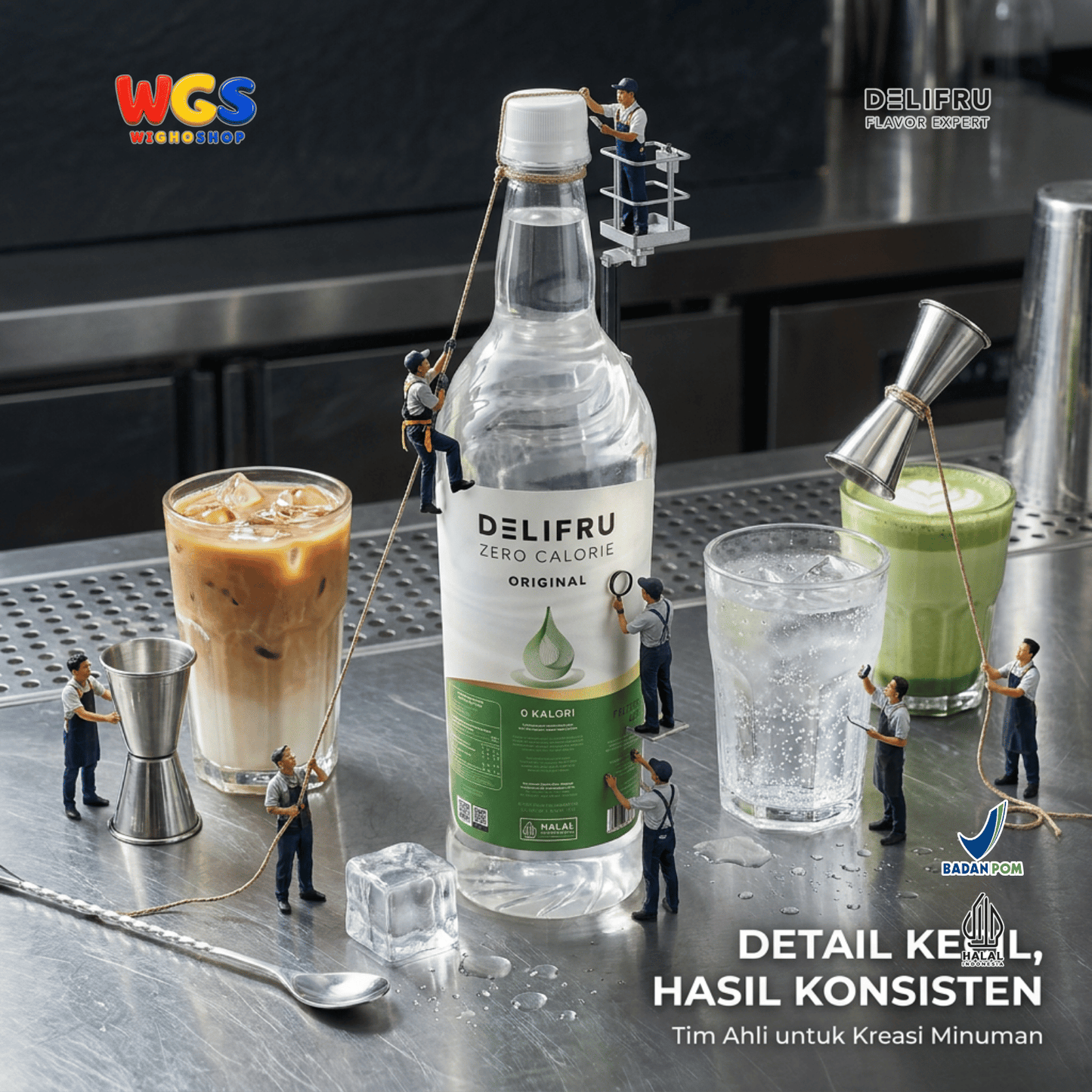 DELIFRU Zero Calorie Original Syrup 1 Liter - Sirup Tanpa Gula 0 Kalori untuk Kopi Teh Mocktail Minuman Diet Halal