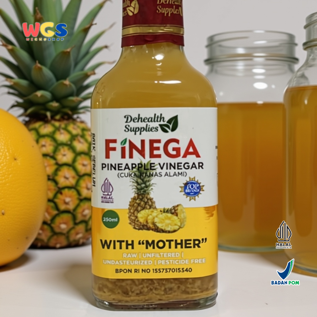 FINEGA Pineapple Vinegar with Mother 250ml (Cuka Nanas Alami Fermentasi Tanpa Pengawet)