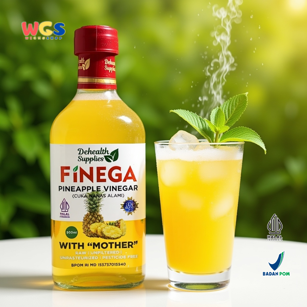 FINEGA Pineapple Vinegar with Mother 500ml (Cuka Nanas Alami Fermentasi Tanpa Pengawet)
