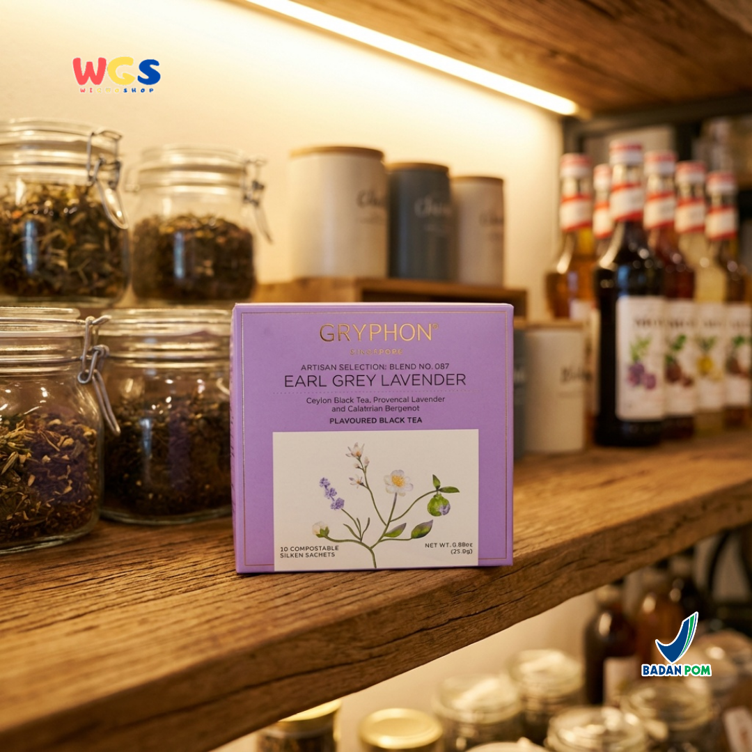 GRYPHON Earl Grey Lavender Tea 25g (10 Sachet) – Teh Hitam Premium dengan Lavender & Bergamot