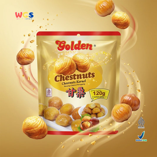 Golden Chestnuts Kernel 120g (2 Sachet x 60g) - Kacang Chestnut Kastanye Panggang Halal Camilan Topping Dessert