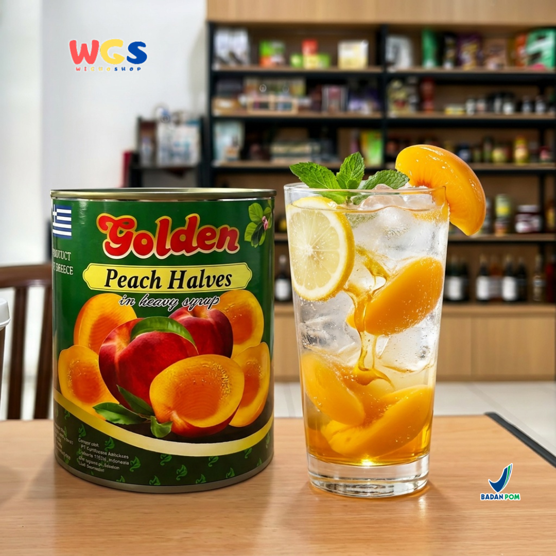 Golden Premium Peach Halves in Heavy Syrup From Greece 820 gr - Peach