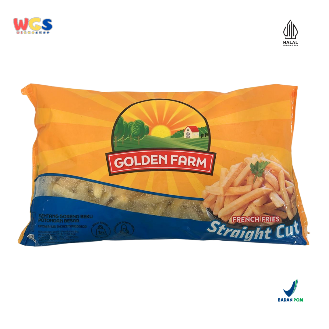 Golden Farm French Fries Straight Cut 1kg - Kentang Goreng Beku Potongan Lurus, Renyah & Lezat
