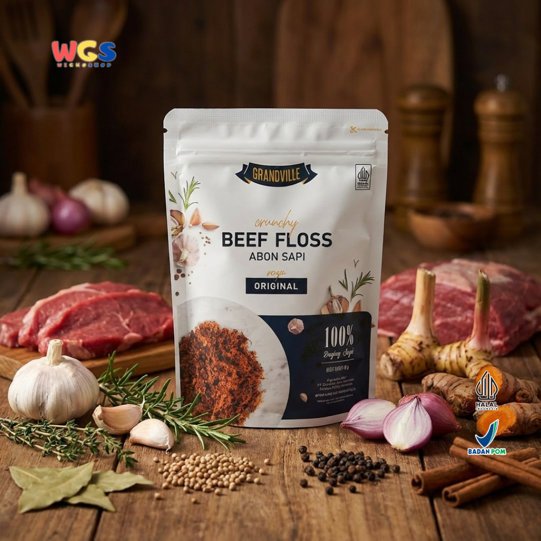 Grandville Abon Sapi Original 90g - Crunchy Beef Floss 100% Daging Sapi No MSG No Preservatives
