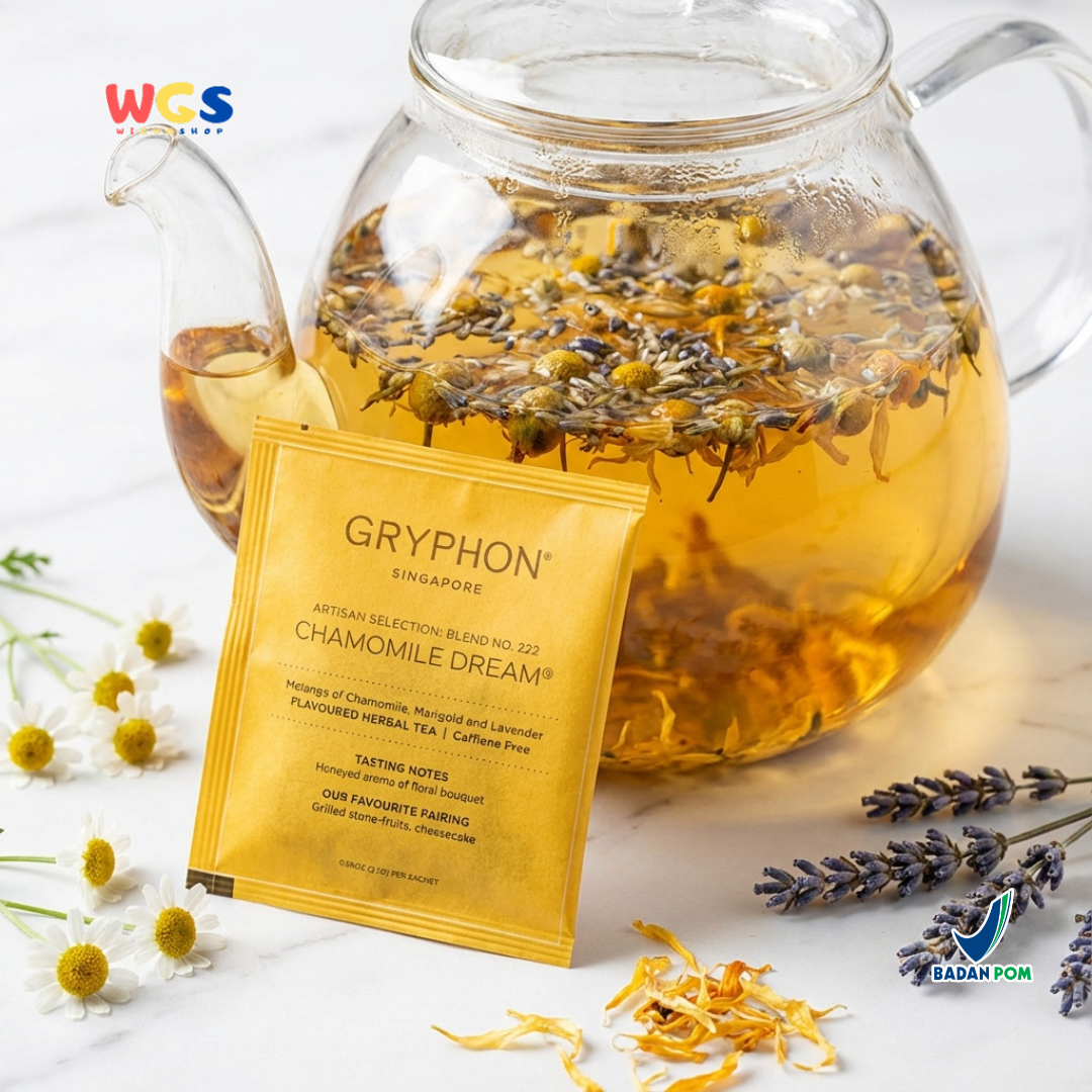 Gryphon Chamomile Dream Artisan Herbal Tea 2,5g (1 Sachet) – Teh Herbal Chamomile Caffeine Free