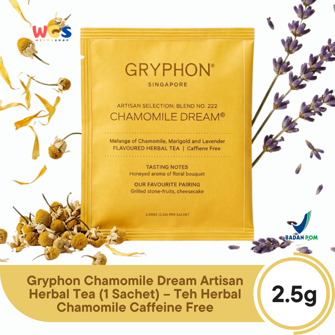 Gryphon Chamomile Dream Artisan Herbal Tea 2,5g (1 Sachet) – Teh Herbal Chamomile Caffeine Free