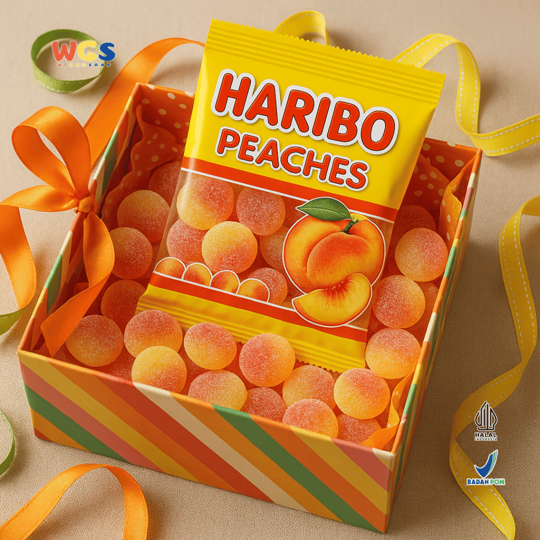 HARIBO Peaches Gummy Candy 80g – Permen Jeli Rasa Buah Persik yang Menyegarkan