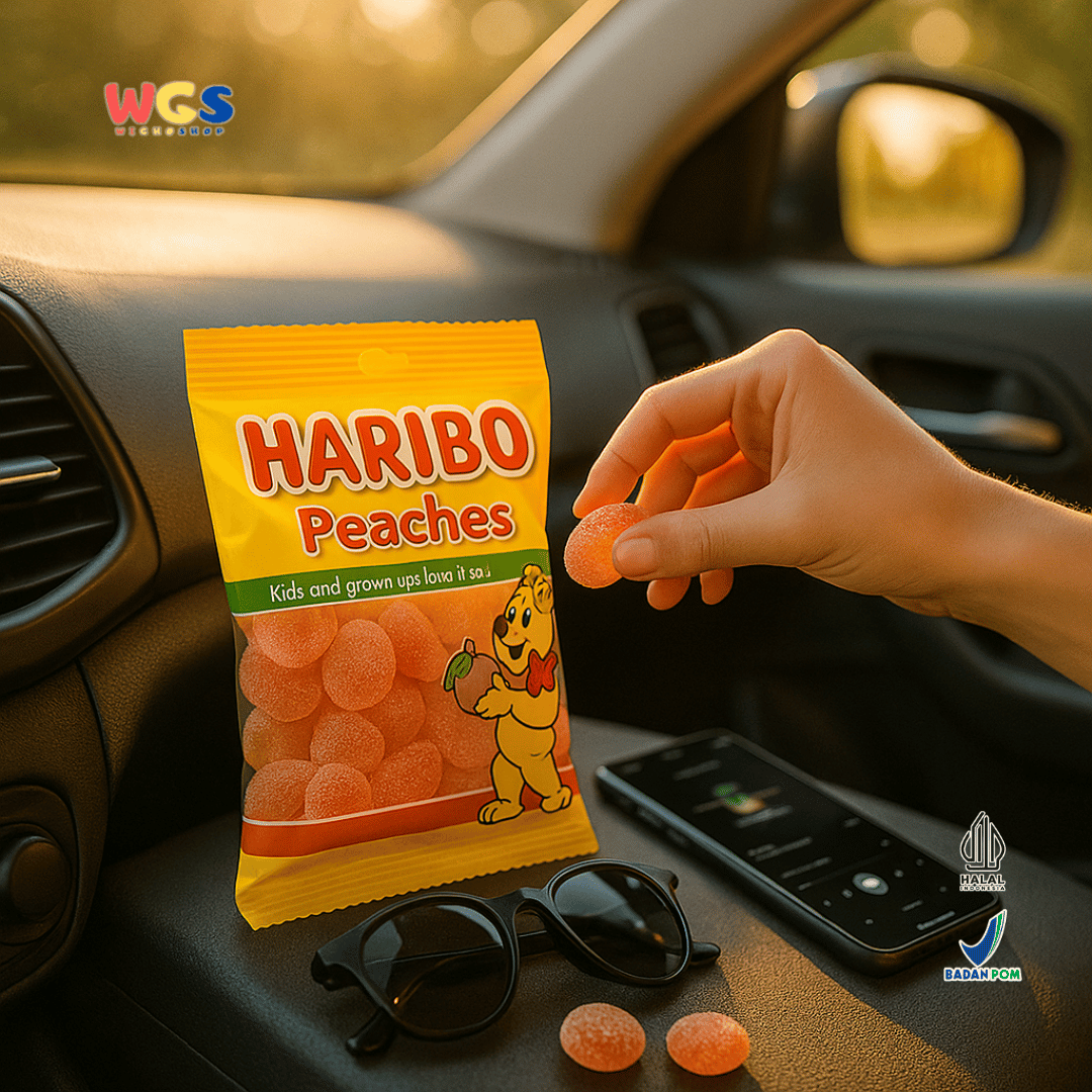 HARIBO Peaches Gummy Candy 80g – Permen Jeli Rasa Buah Persik yang Menyegarkan