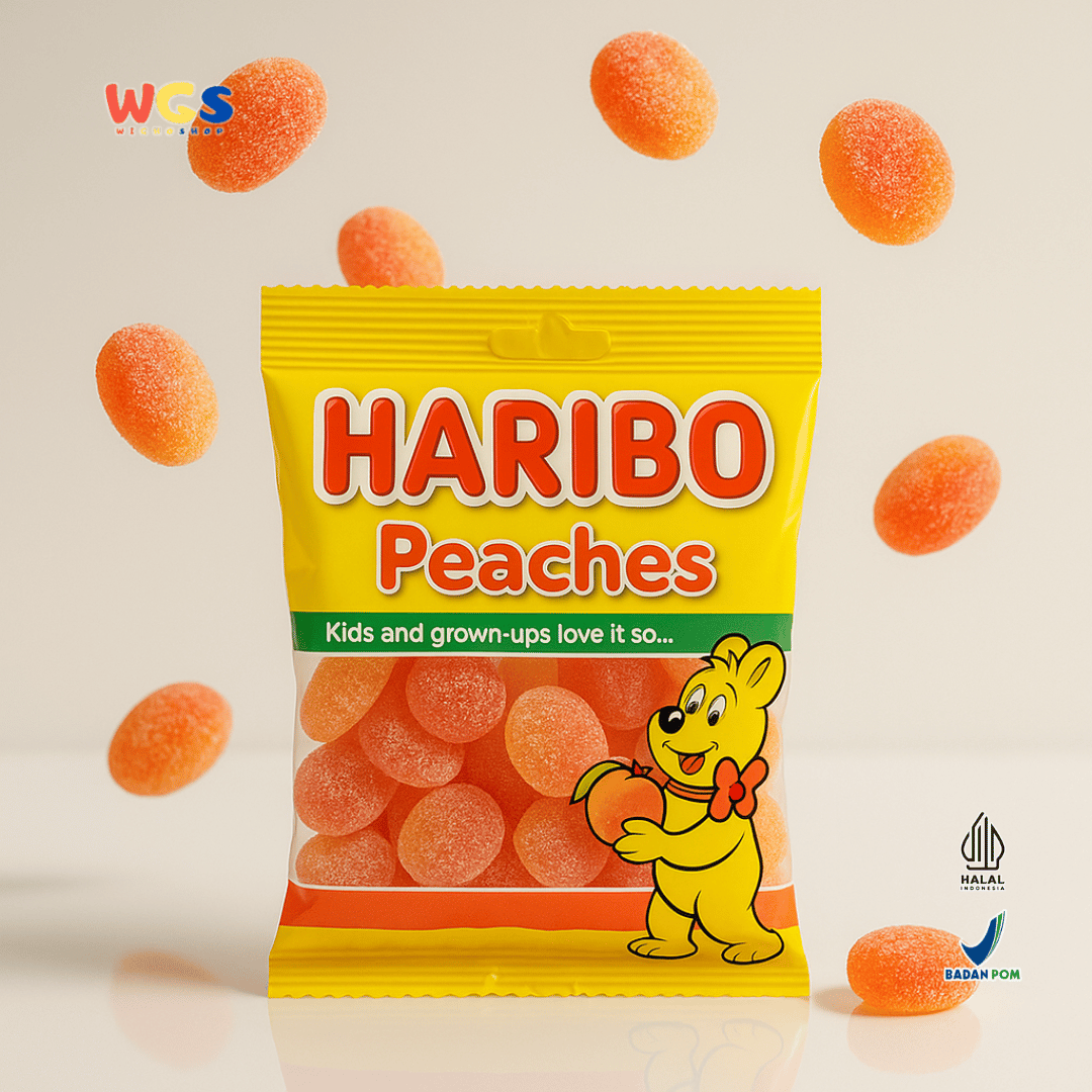 HARIBO Peaches Gummy Candy 80g – Permen Jeli Rasa Buah Persik yang Menyegarkan
