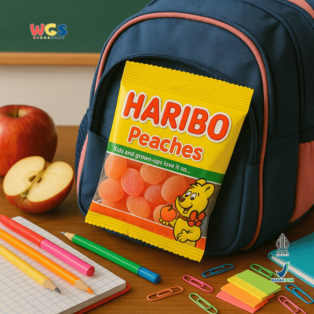 HARIBO Peaches Gummy Candy 80g – Permen Jeli Rasa Buah Persik yang Menyegarkan