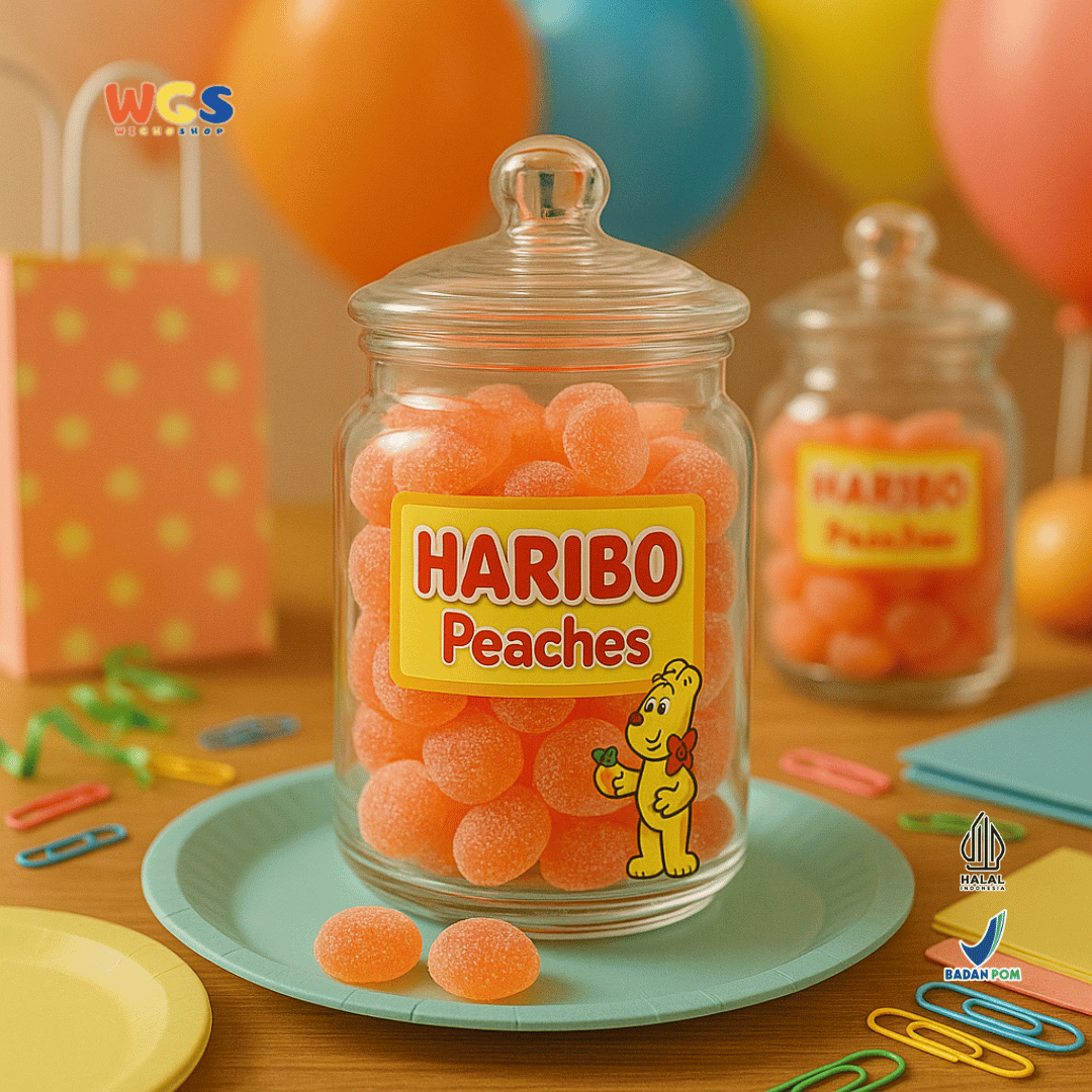 HARIBO Peaches Gummy Candy 80g – Permen Jeli Rasa Buah Persik yang Menyegarkan