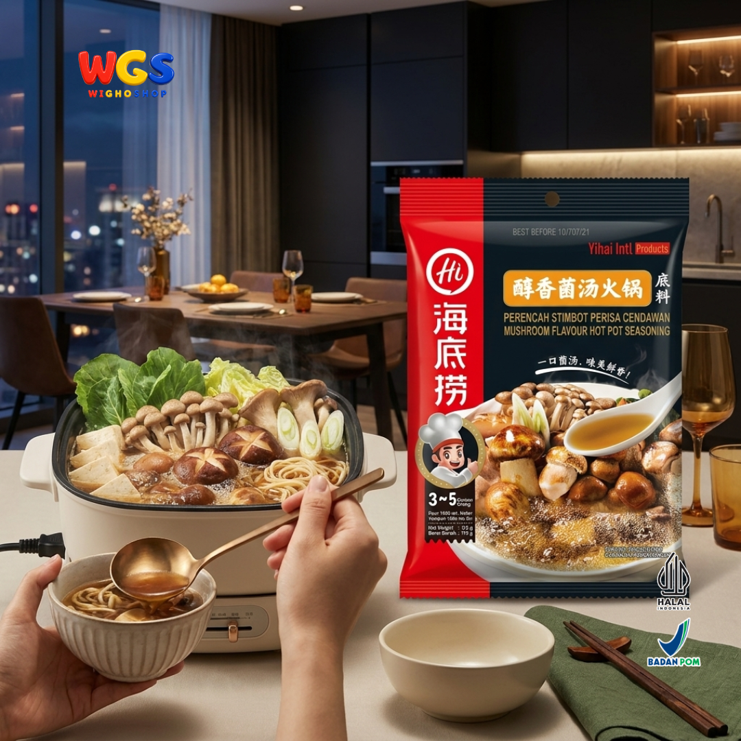 Haidilao Mushroom Flavour Hot Pot Seasoning 110g - Bumbu Kuah Kaldu Jamur Instan Soup Base Shabu Suki Stimbot 3-5 Orang
