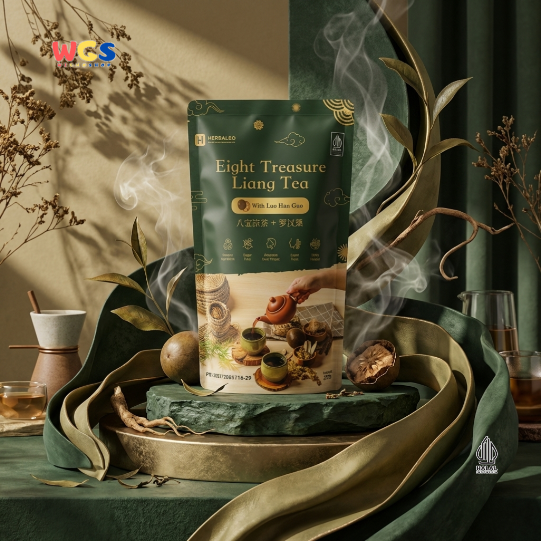 Herbaleo Eight Treasure Liang Tea with Luo Han Guo 125g - Teh Herbal Sugar Free Halal