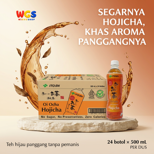 ITO EN Oi Ocha Hojicha 500ml x 24 Botol 1 Dus - Teh Hijau Sangrai Jepang Tawar Tanpa Gula