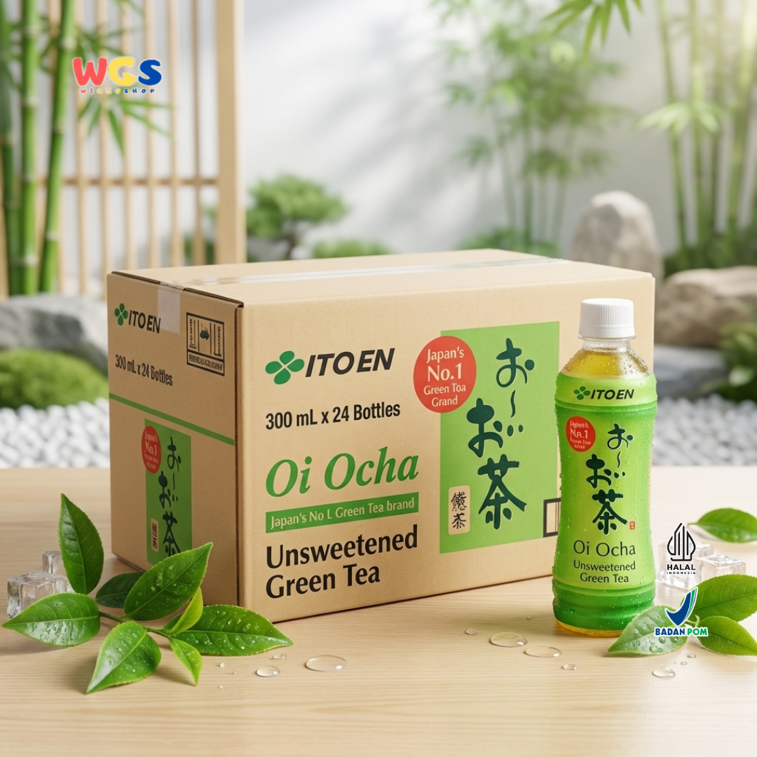ITO EN Oi Ocha Unsweetened Green Tea 300ml x 24 Botol - Teh Hijau Jepang Tanpa Gula