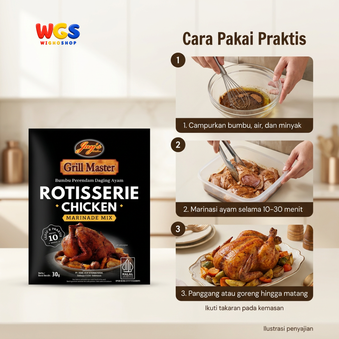 Jay's Kitchen Grill Master Rotisserie Chicken 30g - Bumbu Marinasi Ayam Panggang BBQ