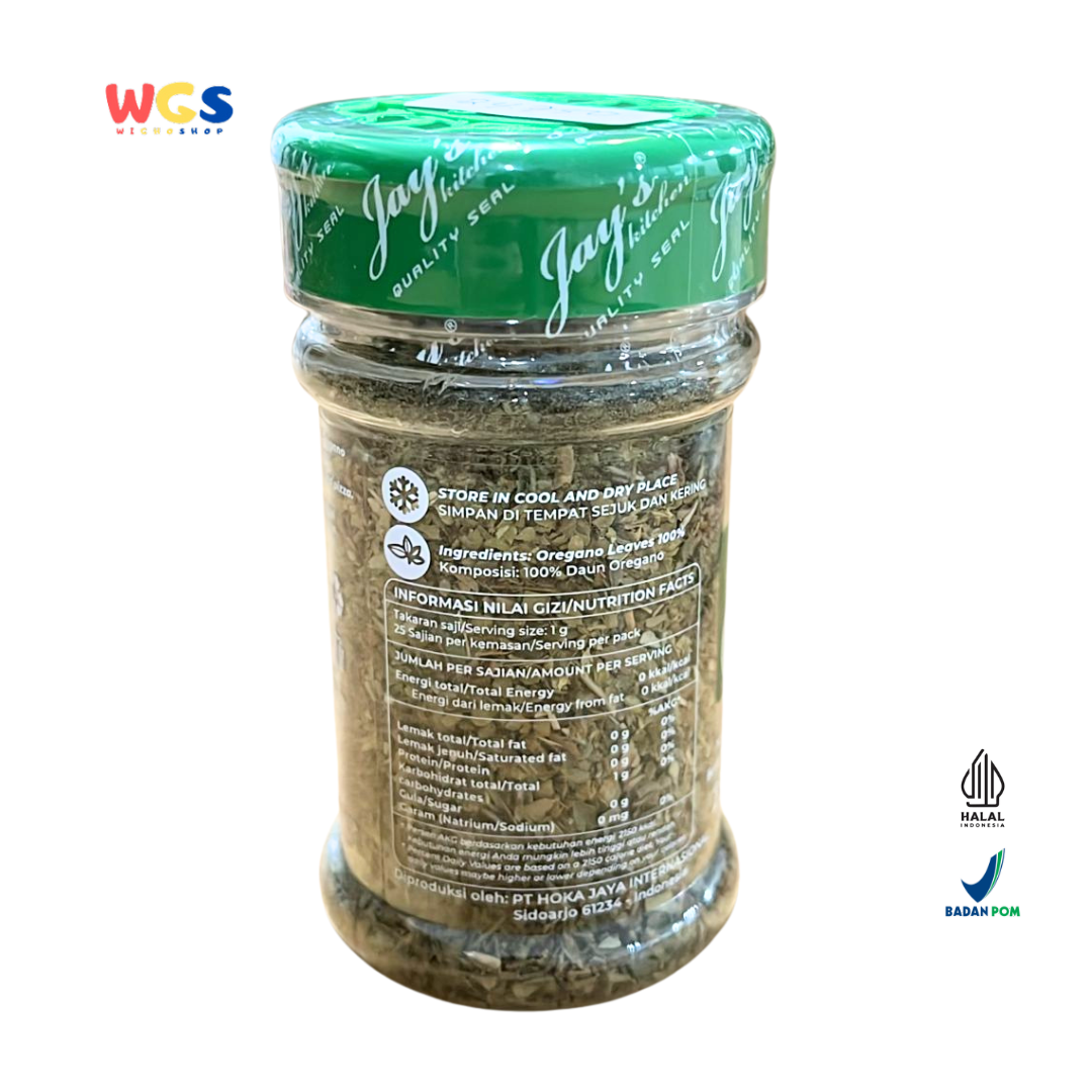 Jay's Oregano Leaves 25g | Premium Dried Oregano Leaves for Italian & Western Cooking