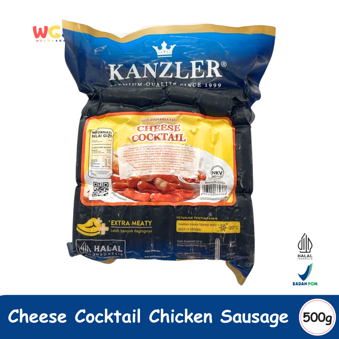 KANZLER Cheese Cocktail Chicken Sausage 500g – Sosis Ayam Keju Premium, Lezat & Extra Meaty!