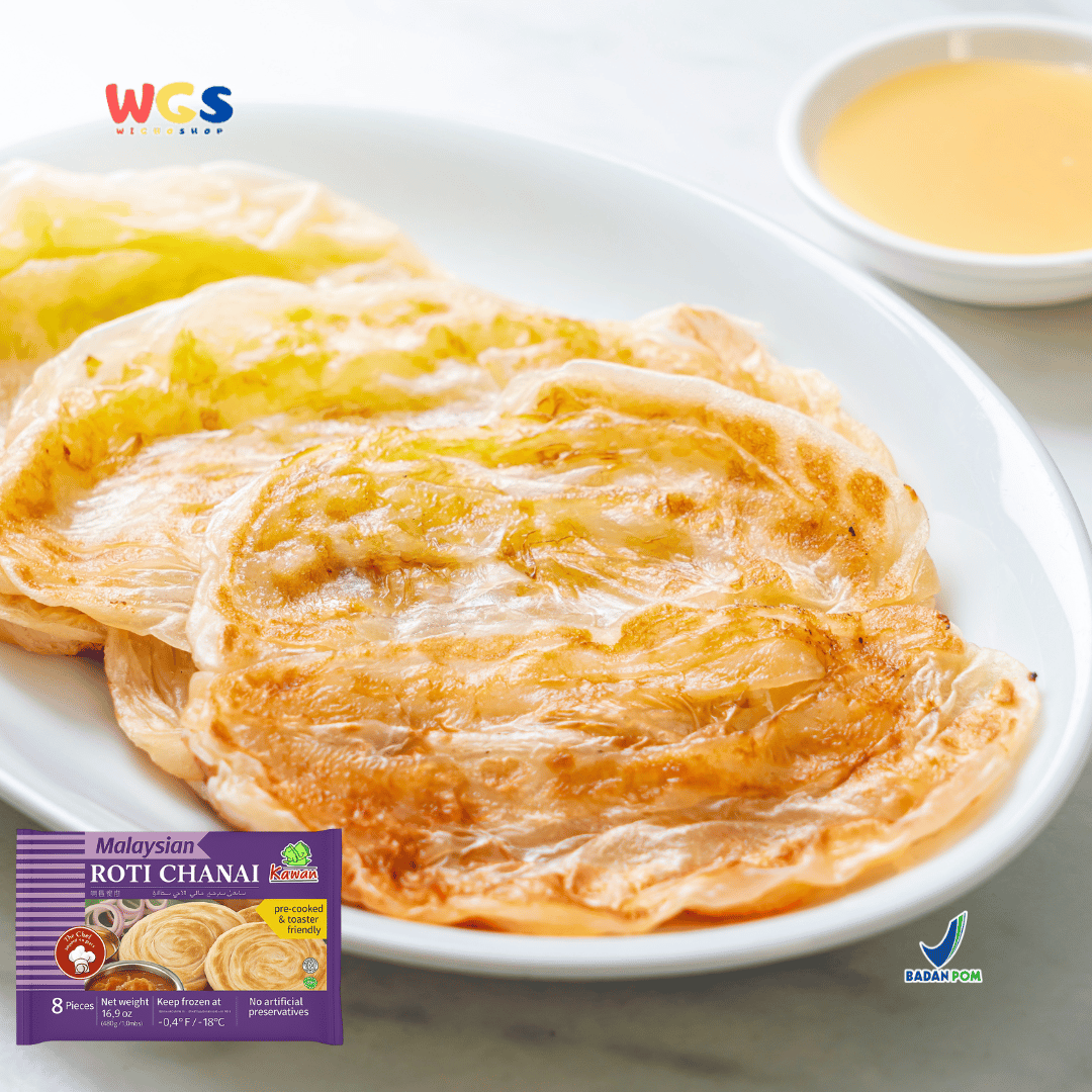 Kawan Roti Canai Malaysia (8pcs x 60g) 480g – Practical Frozen Sandwiches Ready to Cook