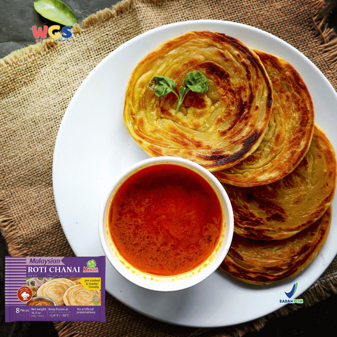 Kawan Roti Canai Malaysia (8pcs x 60g) 480g – Practical Frozen Sandwiches Ready to Cook