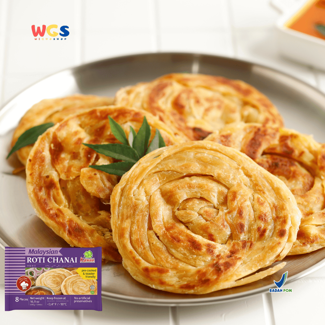 Kawan Roti Canai Malaysia (8pcs x 60g) 480g – Practical Frozen Sandwiches Ready to Cook