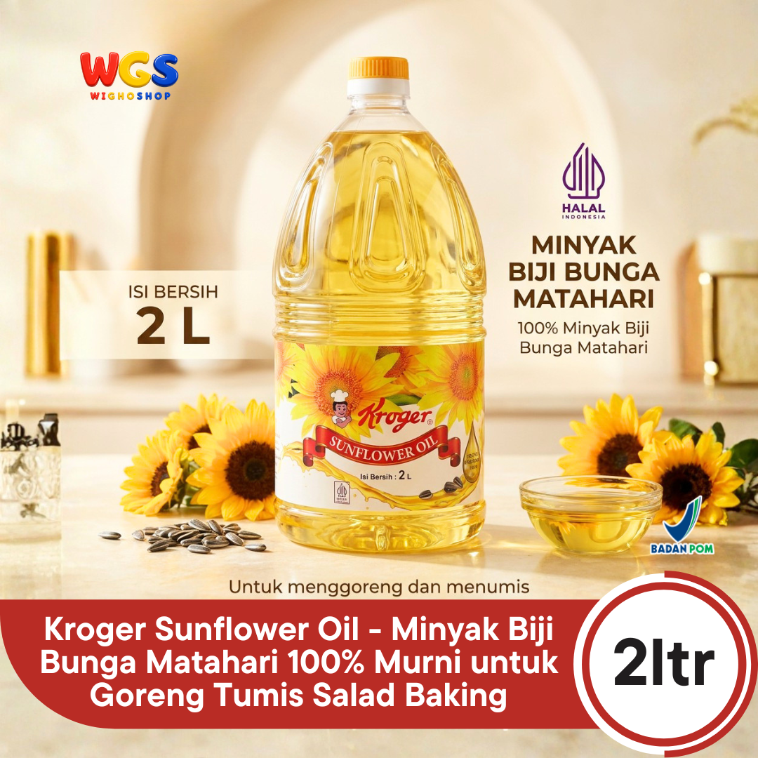 Kroger Sunflower Oil 2L - Minyak Biji Bunga Matahari 100% Murni untuk Goreng Tumis Salad Baking