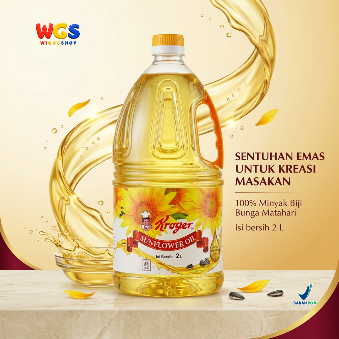 Kroger Sunflower Oil 2L - Minyak Biji Bunga Matahari 100% Murni untuk Goreng Tumis Salad Baking