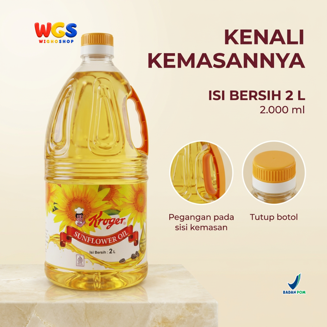 Kroger Sunflower Oil 2L - Minyak Biji Bunga Matahari 100% Murni untuk Goreng Tumis Salad Baking