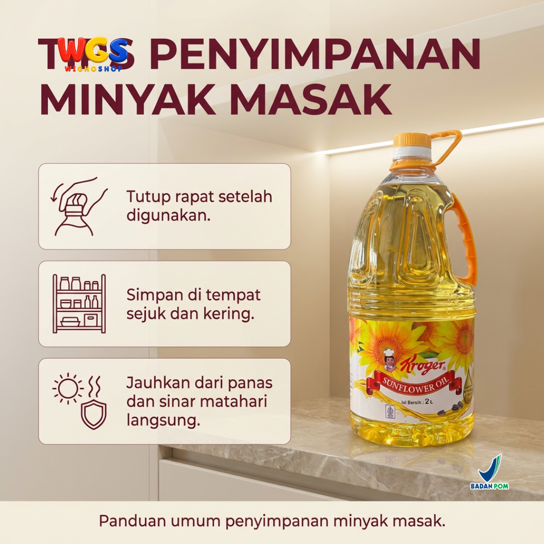 Kroger Sunflower Oil 2L - Minyak Biji Bunga Matahari 100% Murni untuk Goreng Tumis Salad Baking
