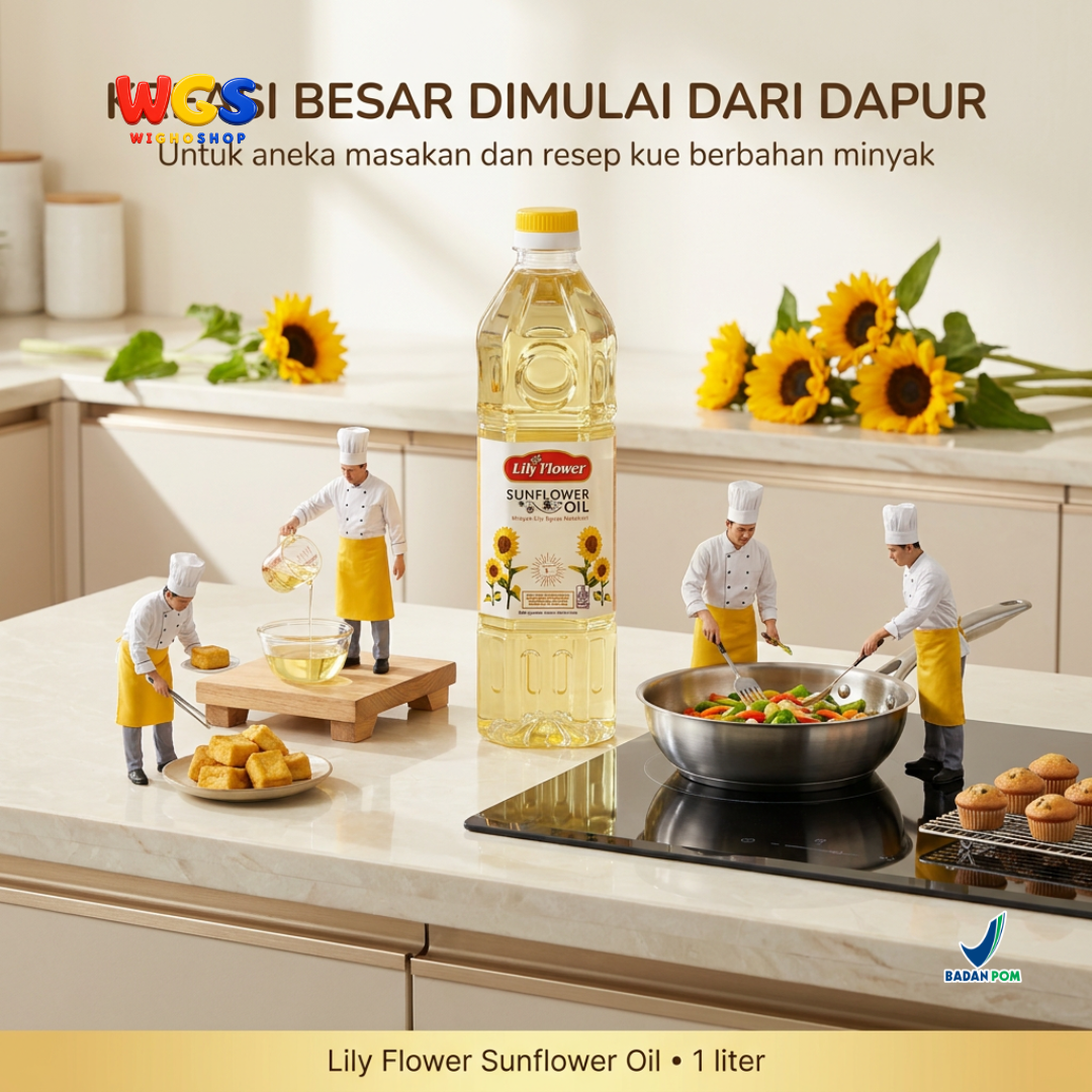 Lily Flower Sunflower Cooking Oil 1L - Healthy and High-Quality Sunflower Seed Oil