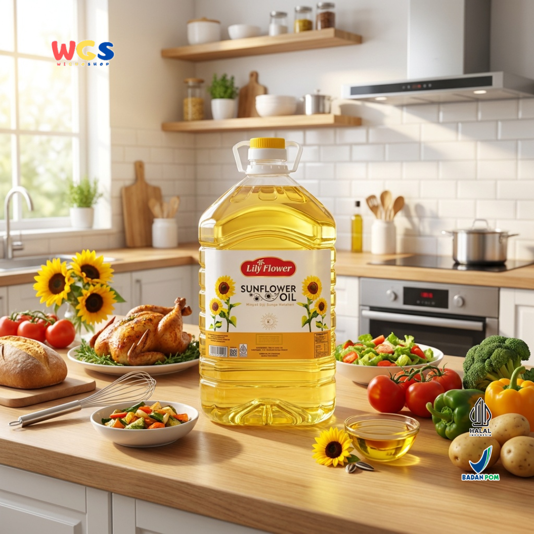 Lily Flower Sunflower Oil 5L - Minyak Biji Bunga Matahari untuk Goreng Tumis Masak Salad Baking
