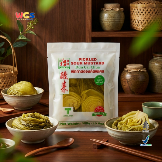 Linlin Pickled Sour Mustard 300g - Acar Sawi Asin Asam Halal untuk Tumisan, Sup, Mie & Hotpot