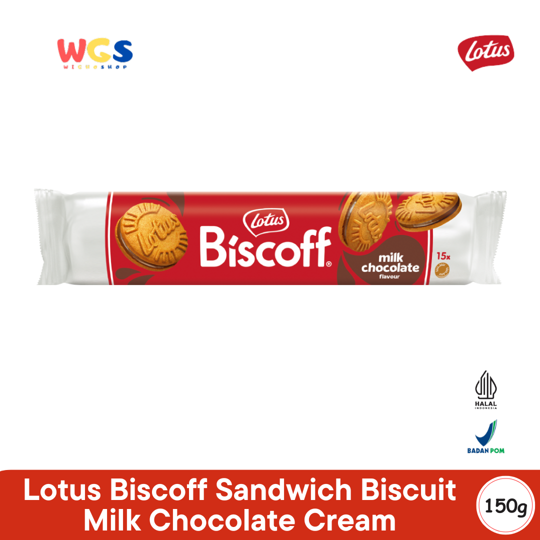 Lotus Biscoff Sandwich Biscuit Milk Chocolate Cream 150g – Biskuit Karamel Isi Cokelat