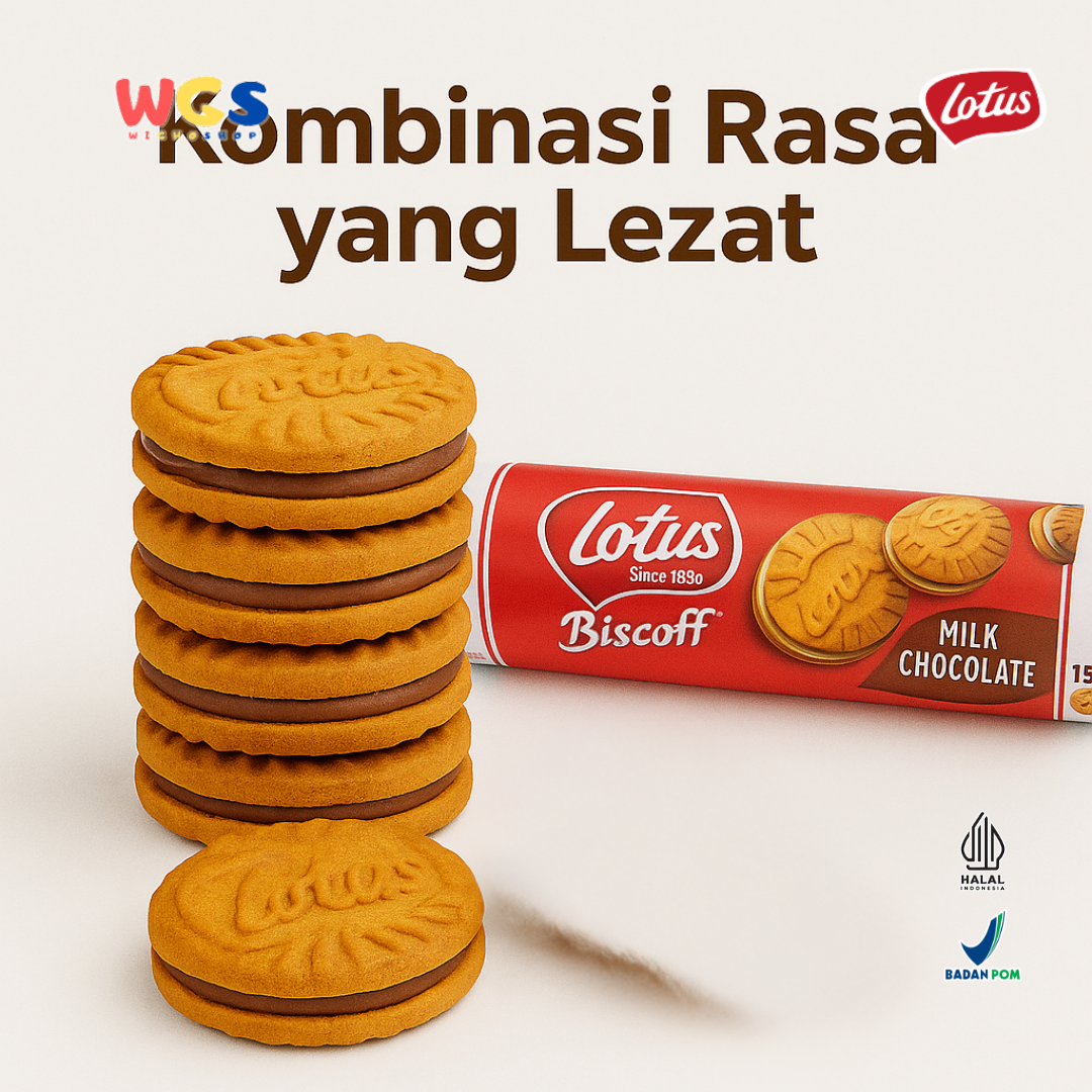 Lotus Biscoff Sandwich Biscuit Milk Chocolate Cream 150g – Biskuit Karamel Isi Cokelat