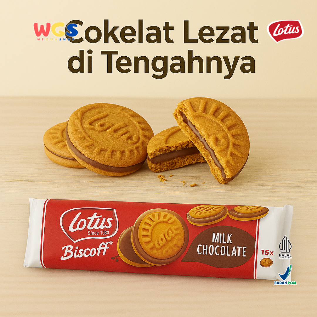 Lotus Biscoff Sandwich Biscuit Milk Chocolate Cream 150g – Biskuit Karamel Isi Cokelat