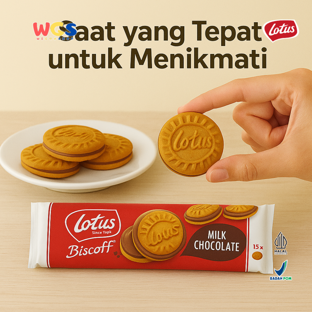 Lotus Biscoff Sandwich Biscuit Milk Chocolate Cream 150g – Biskuit Karamel Isi Cokelat