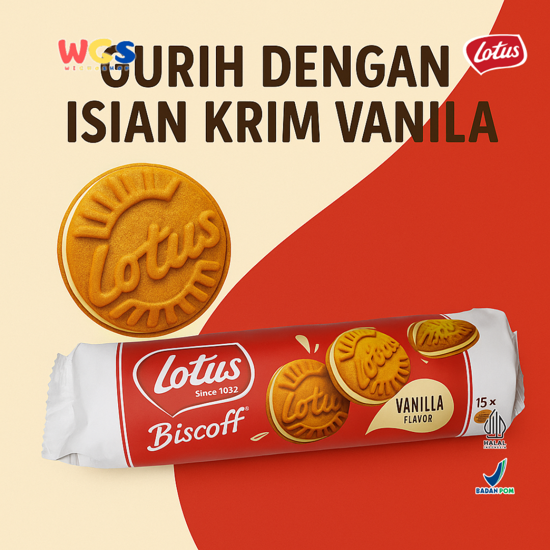 Lotus Biscoff Sandwich Biscuit Vanilla Cream 150g – Biskuit Karamel Isi Krim