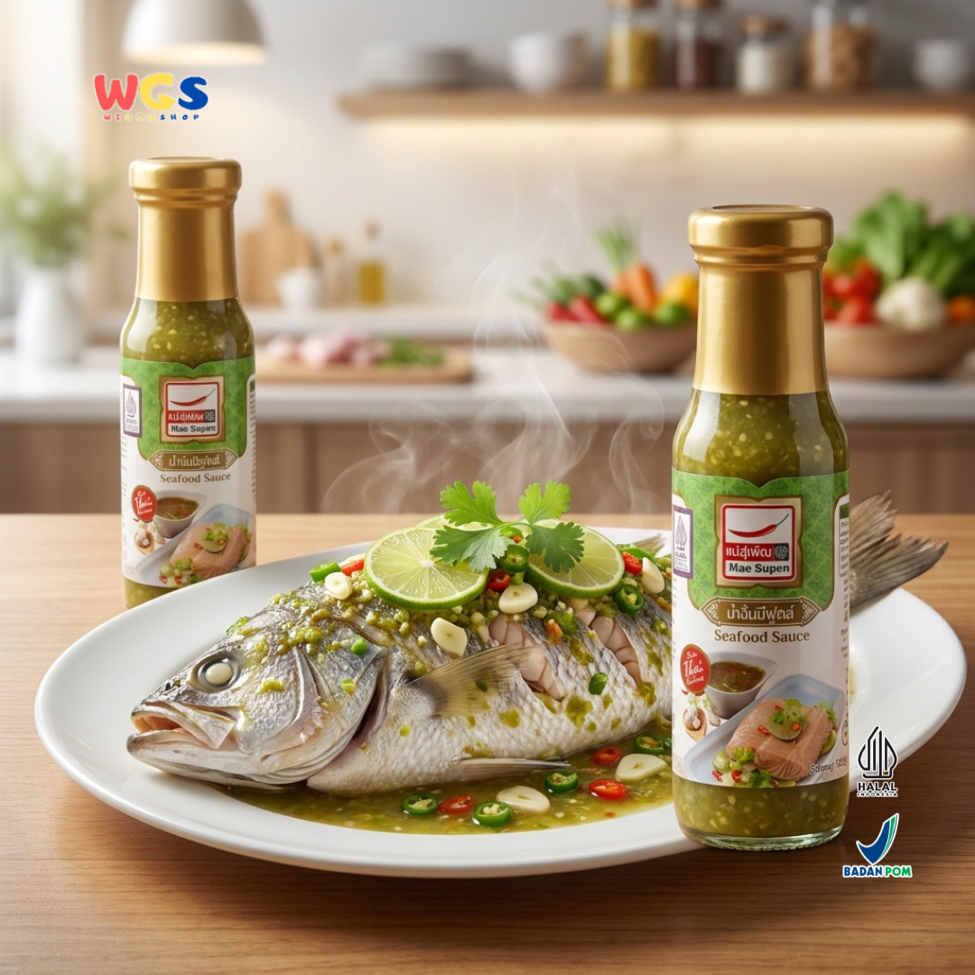 Mae Supen Seafood Sauce 150ml (180g) - Saus Seafood Thailand Pedas Asam Ikan Udang Cumi Kerang Masakan Thai