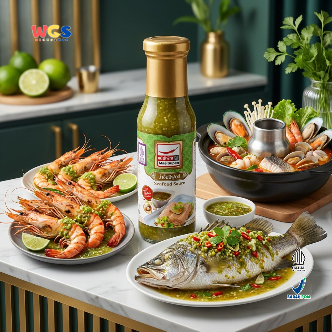Mae Supen Seafood Sauce 150ml (180g) - Saus Seafood Thailand Pedas Asam Ikan Udang Cumi Kerang Masakan Thai